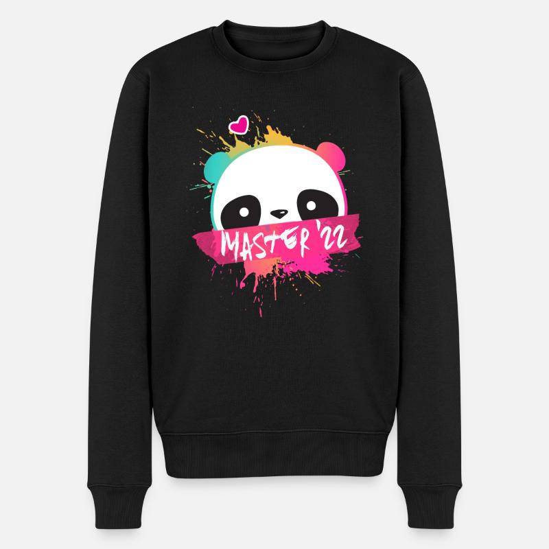 Master '22 Motto mit Panda - Uni Abschluss 2022 - Männer Premium Bio Pullover - Schwarz