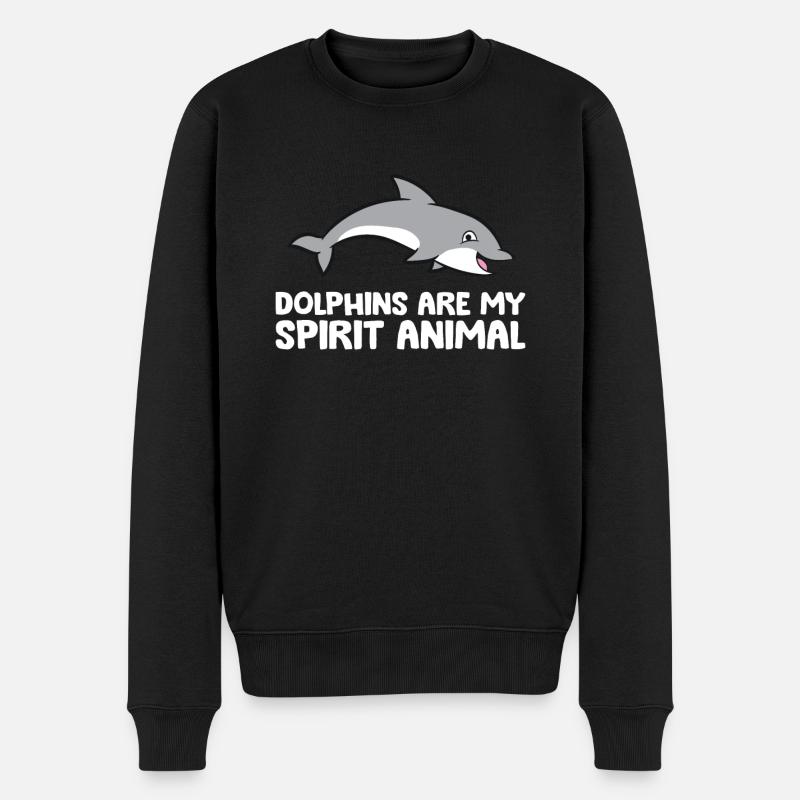 Delfine sind mein Seelentier - Männer Premium Bio Pullover - Schwarz