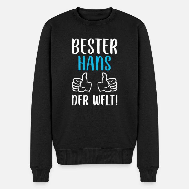 Hans Vorname Name Geburtstag - Männer Premium Bio Pullover - Schwarz