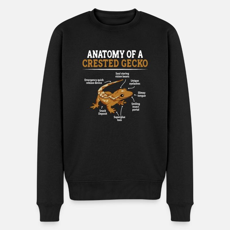 Kronengecko Eidechse Reptil Herpetologe - Männer Premium Bio Pullover - Schwarz