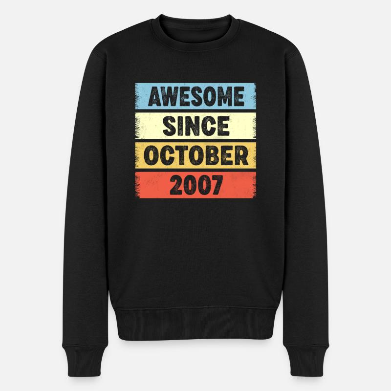 Awesome Since October 2007 15. Geburtstag - Männer Premium Bio Pullover - Schwarz