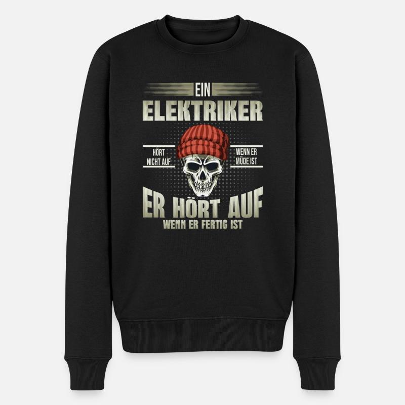 Elektriker hört auf wenn er fertig ist - Männer Premium Bio Pullover - Schwarz