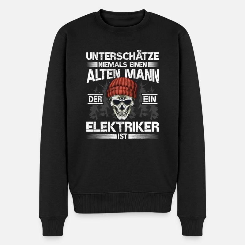 Elektriker Alter mann Elektroniker - Männer Premium Bio Pullover - Schwarz