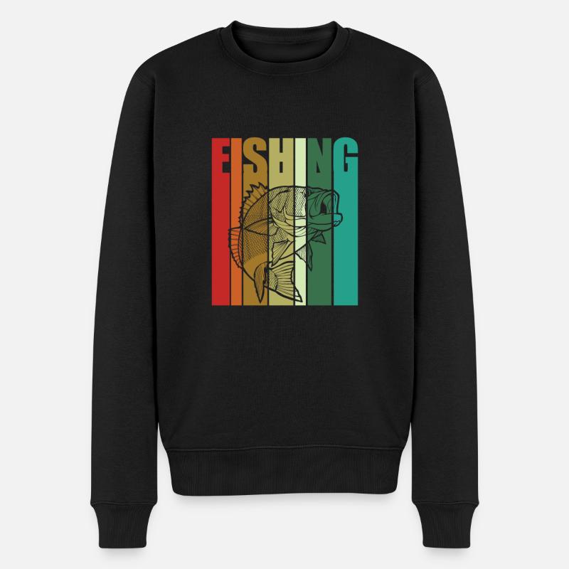 Angeln Fisch Angler Geschenksidee - Männer Premium Bio Pullover - Schwarz