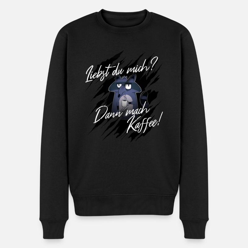 Mach mir Kaffee wenn du mich liebst I Waschbär - Männer Premium Bio Pullover - Schwarz