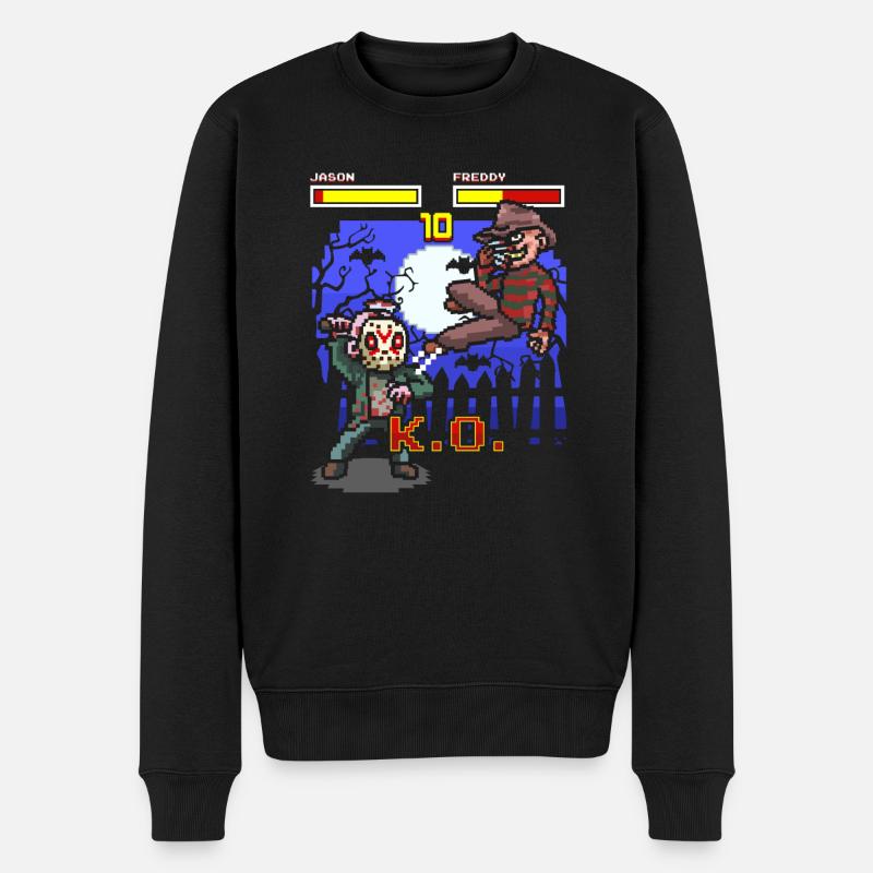 Halloween Gamer Arcade Kampf Jason Freddy - Männer Premium Bio Pullover - Schwarz