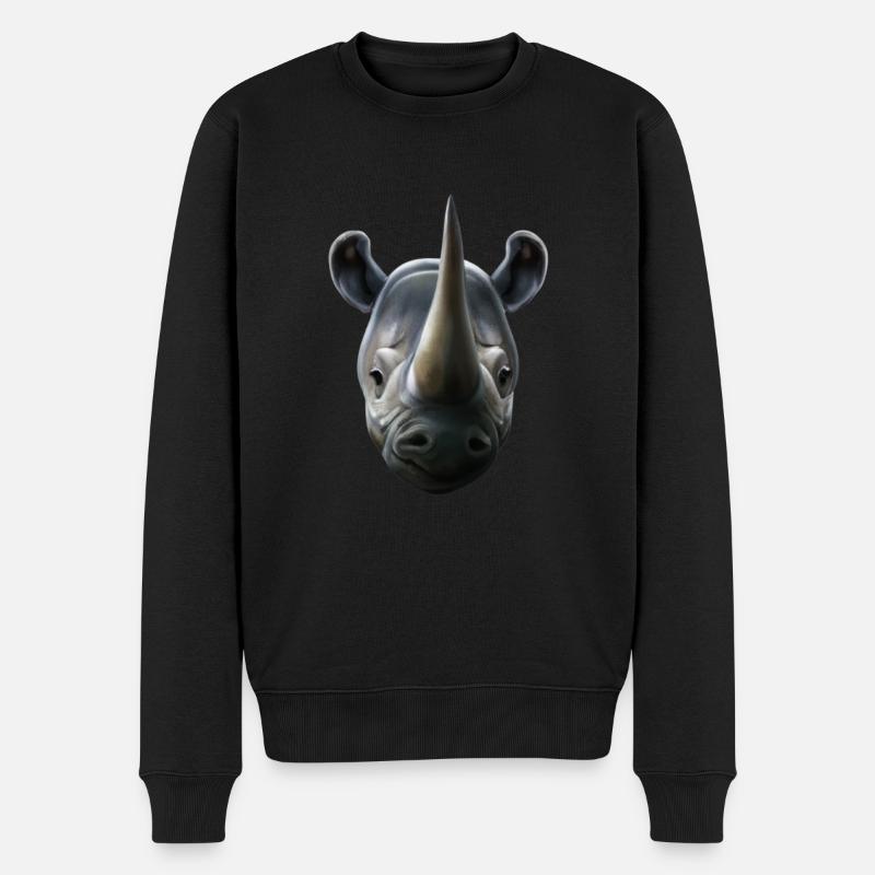 Cute Rhinoceros Rhino - Männer Premium Bio Pullover - Schwarz