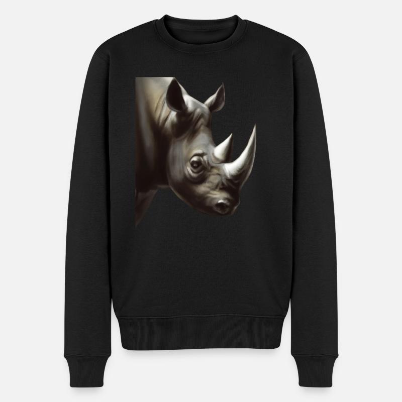 Cute Rhinoceros Rhino - Männer Premium Bio Pullover - Schwarz
