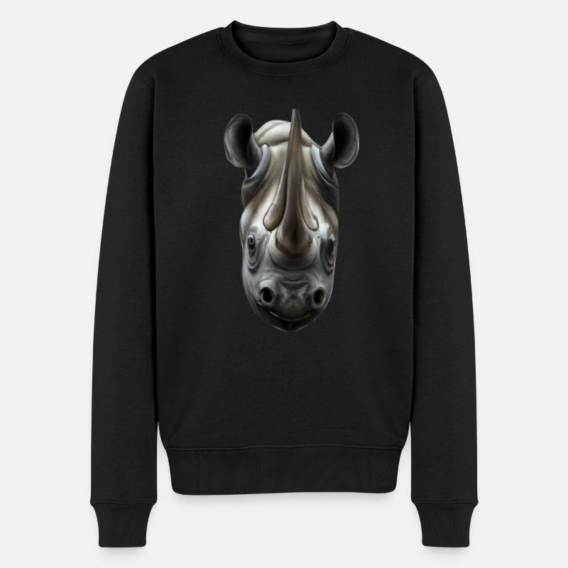 Cute Rhinoceros Rhino - Männer Premium Bio Pullover - Schwarz