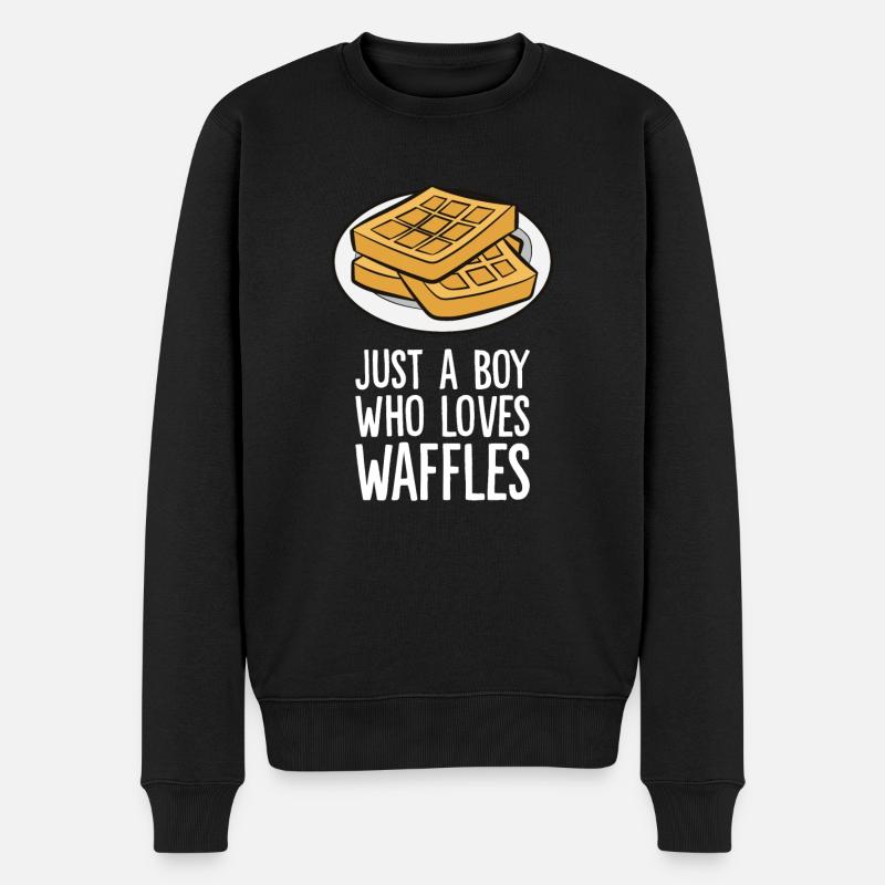 Nur ein Junge, der Waffeln liebt - Männer Premium Bio Pullover - Schwarz