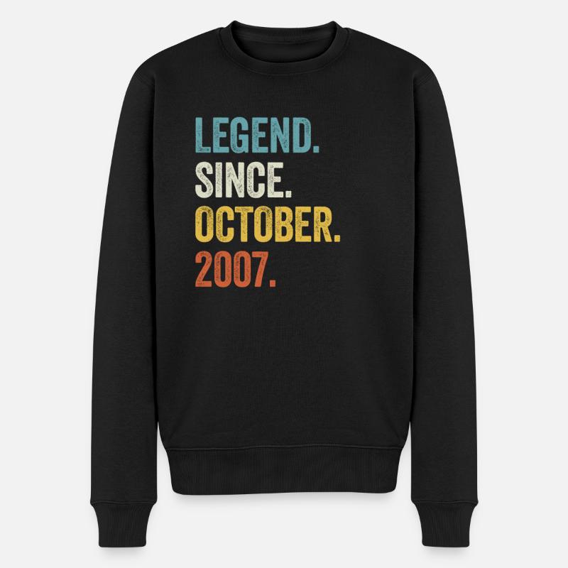Legend Since October 2007 15. Geburtstag - Männer Premium Bio Pullover - Schwarz