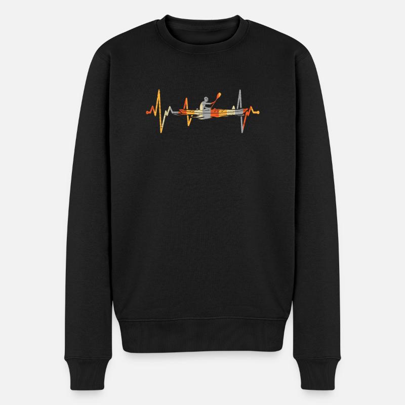 Kajakfahrer Herzschlag Vintage - Männer Premium Bio Pullover - Schwarz