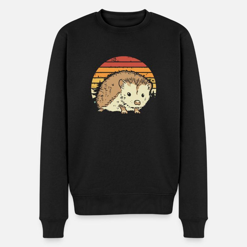 Süßer Igel Retro - Männer Premium Bio Pullover - Schwarz