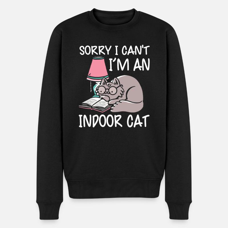 Katze Buchliebhaber Bücher Lesen - Männer Premium Bio Pullover - Schwarz