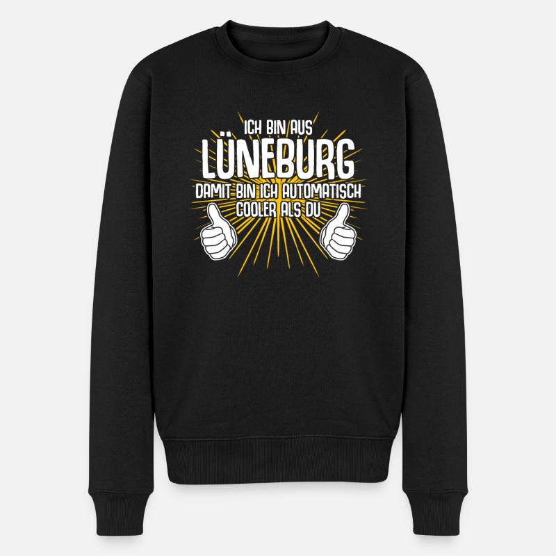 Lüneburg Spruch Lüneburger - Männer Premium Bio Pullover - Schwarz