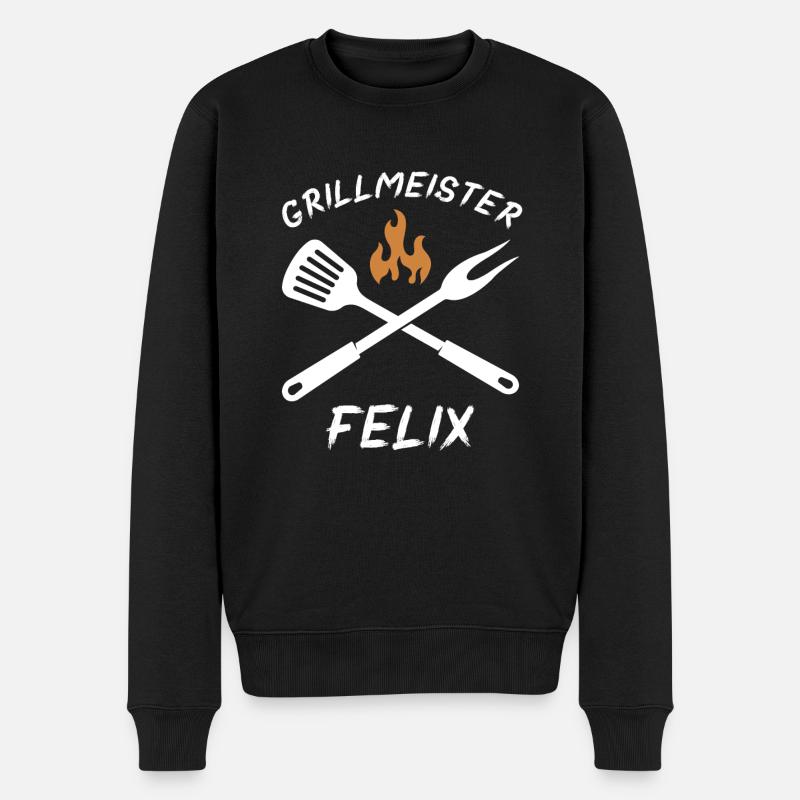 Grillmeister Felix - Männer Premium Bio Pullover - Schwarz