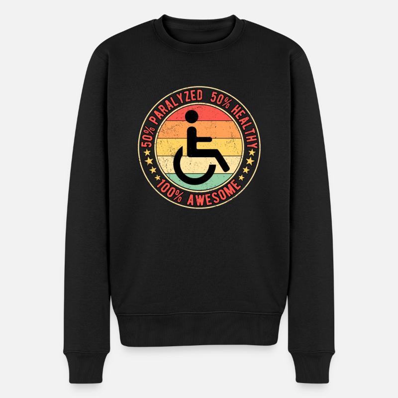 Rollifahrer Rollstuhlfahrer - Männer Premium Bio Pullover - Schwarz