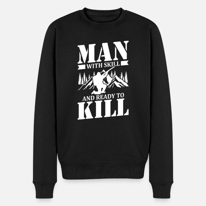 Coyote Jäger - Männer Premium Bio Pullover - Schwarz