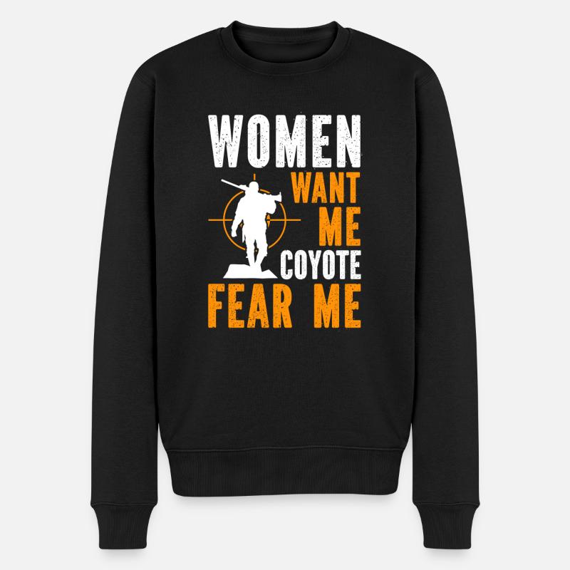 Coyote Jäger - Männer Premium Bio Pullover - Schwarz