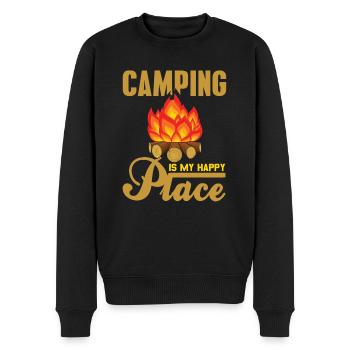 Camping Is My Happy Place Awesome Retro Camper - Männer Premium Bio Pullover - Schwarz - Vorne - Nico (187cm)