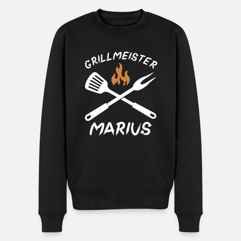Grillmeister Marius - Männer Premium Bio Pullover - Schwarz