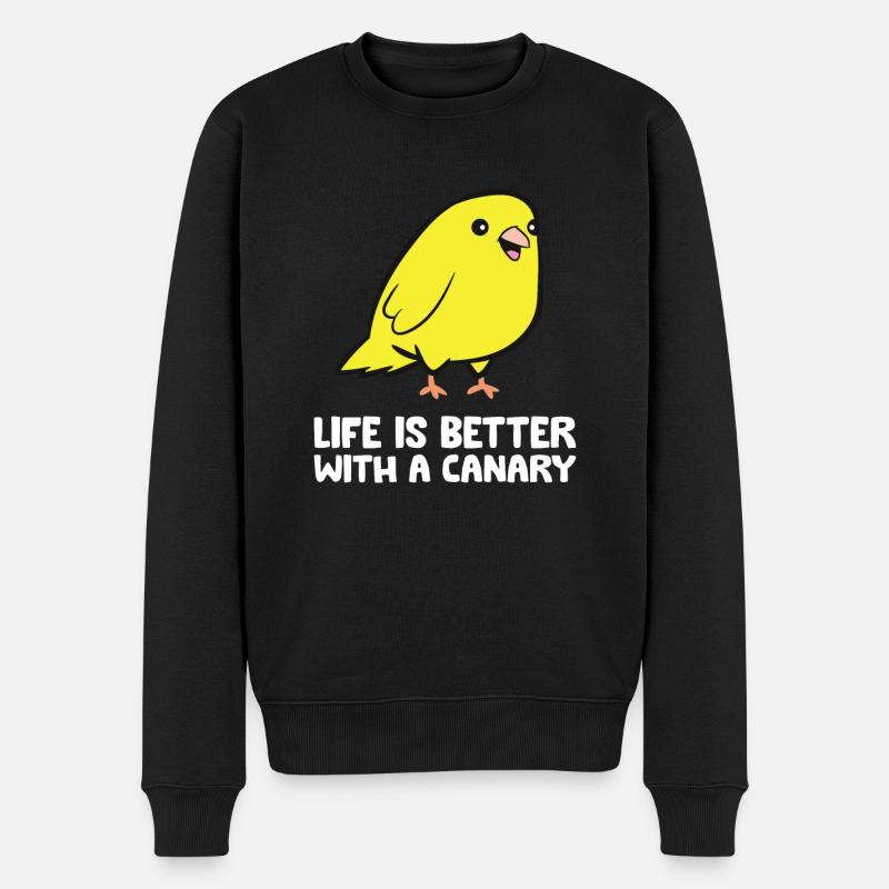 Das Leben ist besser mit einem Kanarienvogel - Männer Premium Bio Pullover - Schwarz