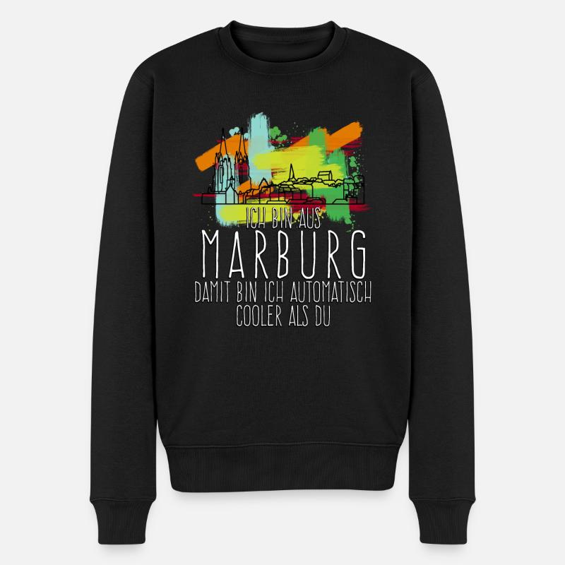 Marburg Sprüche Marburger - Männer Premium Bio Pullover - Schwarz