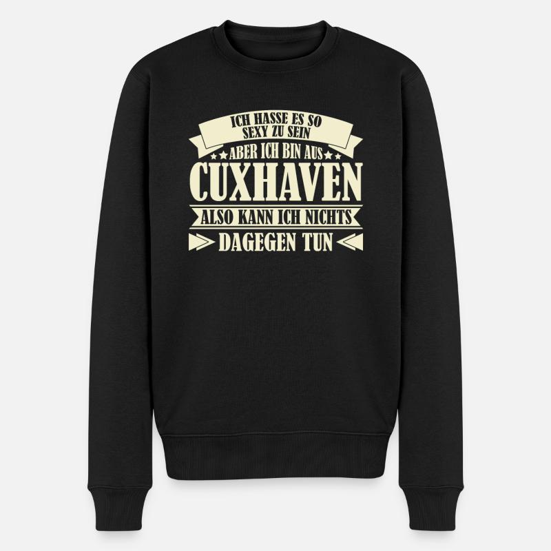 Cuxhavener Spruch Witz Cuxhaven - Männer Premium Bio Pullover - Schwarz