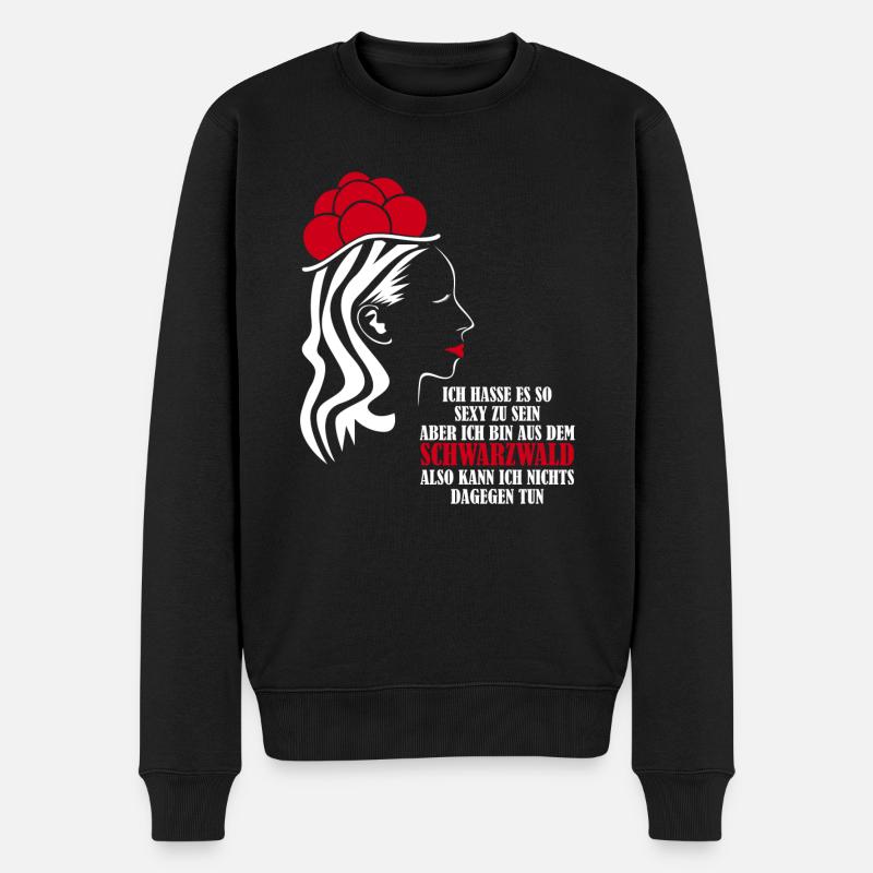 Schwarzwald Spruch mit Bollenhut - Männer Premium Bio Pullover - Schwarz