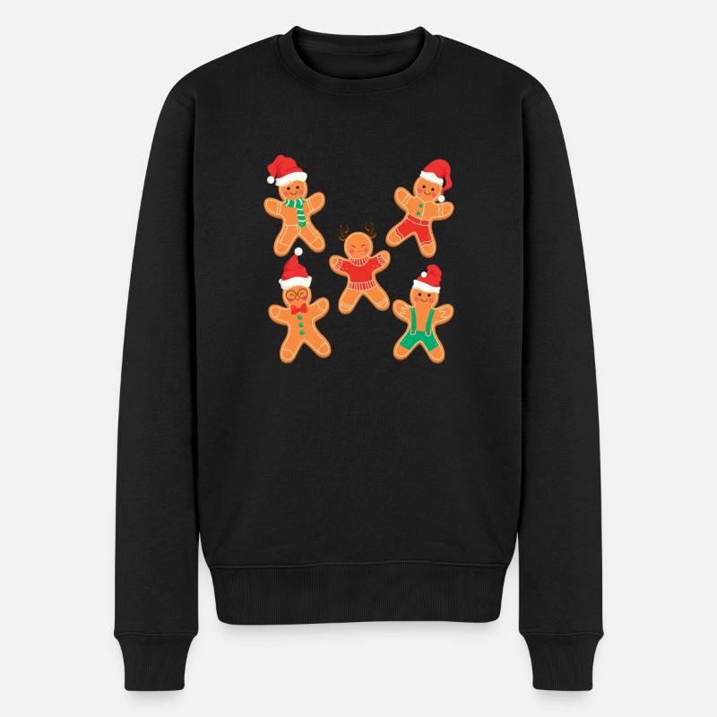 Lebkuchenmann Plätzchen Weihnachten Pyjamas Xmas - Männer Premium Bio Pullover - Schwarz