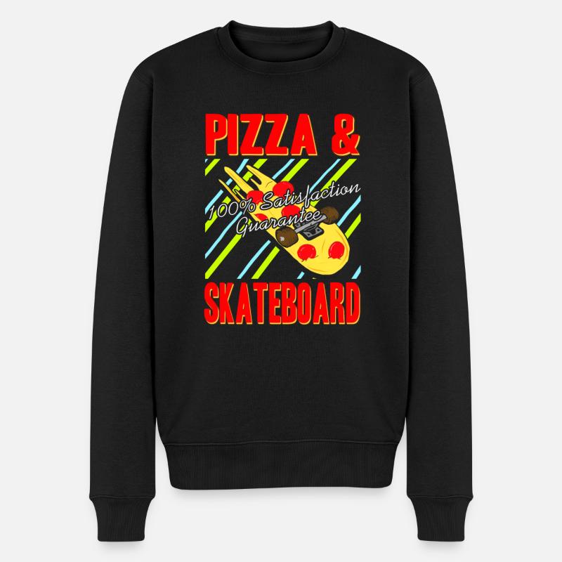 Pizza & Skateboard 100% Satisfaction Guarantee - Männer Premium Bio Pullover - Schwarz