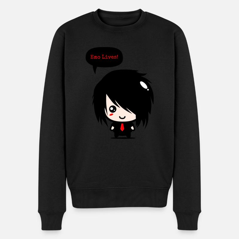 EMO lebt | Jungen Emo Kleidung | Emocore-| Emo Musik - Männer Premium Bio Pullover - Schwarz