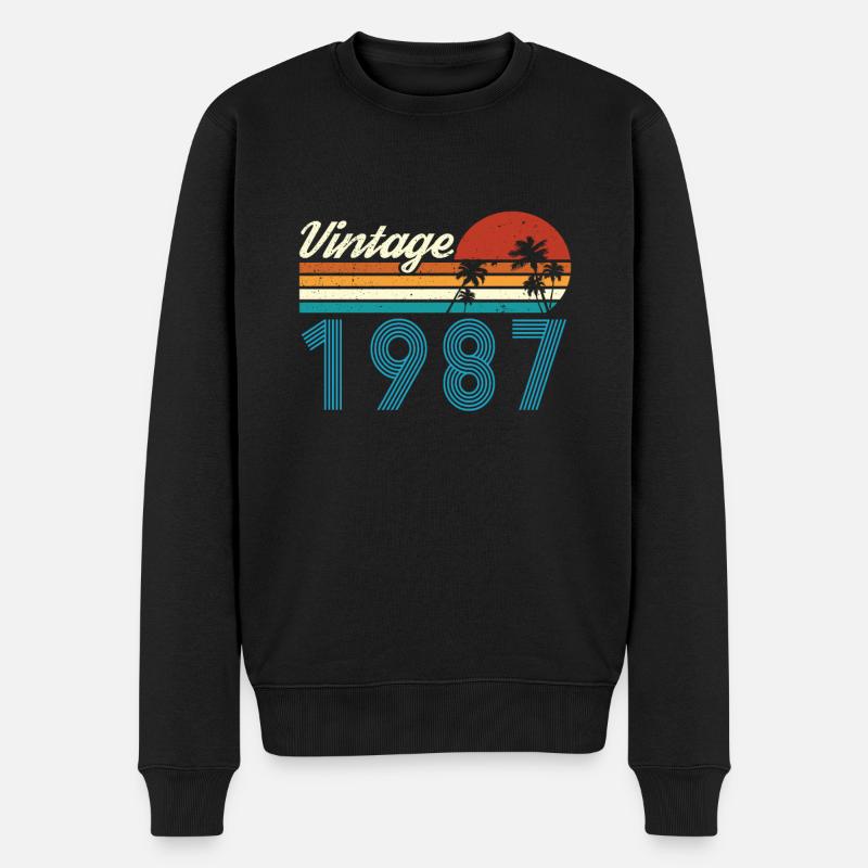 Vintage 1987 Vintage Anniversaire Rétro Vintage - Pull Premium bio Homme - noir