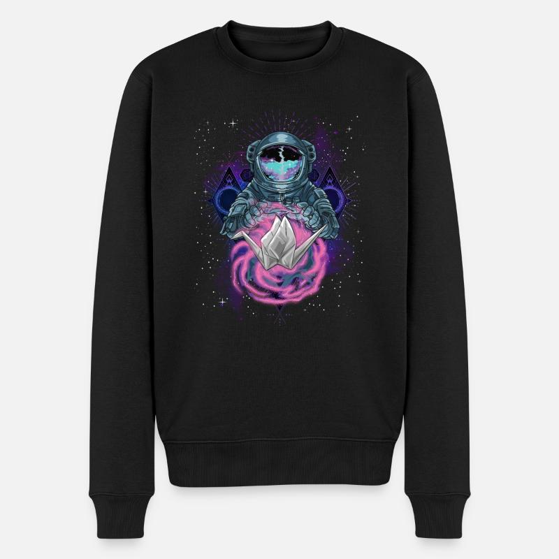 Origami d’astronaute artistique spatial - Pull Premium bio Homme - noir