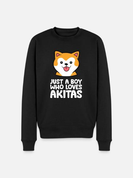 Just a Boy Who Loves Akita Dogs - Men's Premium Organic Jumper - black