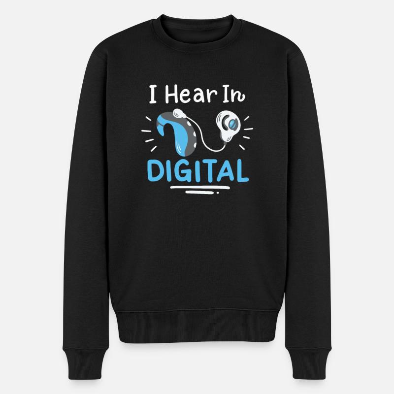 Ich Höre Im Digitalen Gehörlosenbewusstsein - Männer Premium Bio Pullover - Schwarz