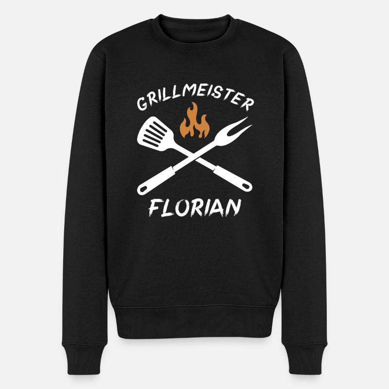 Grillmeister Florian - Männer Premium Bio Pullover - Schwarz