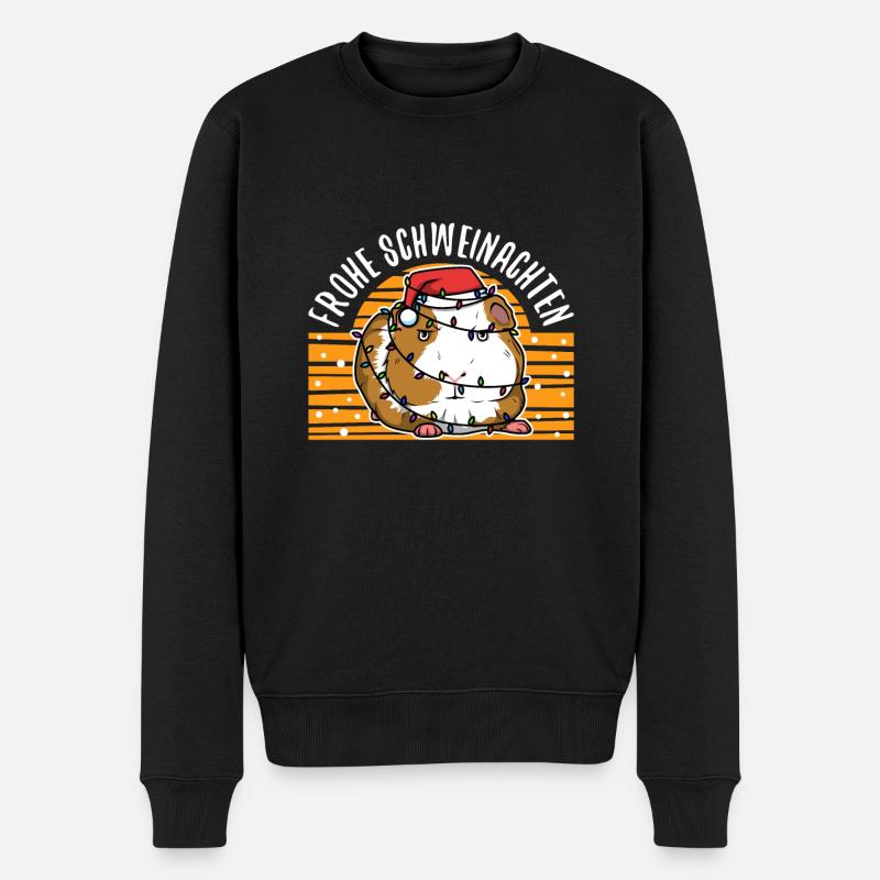 Frohe Schweinachten - Männer Premium Bio Pullover - Schwarz