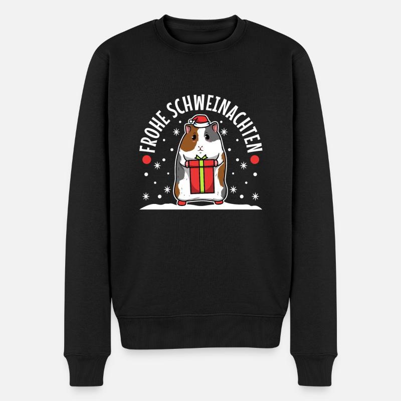 Frohe Schweinachten - Männer Premium Bio Pullover - Schwarz