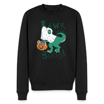 Rawr I Mean Booo! Pumkin Halloween Dinosaur - Männer Premium Bio Pullover - Schwarz - Vorne - Nico (187cm)