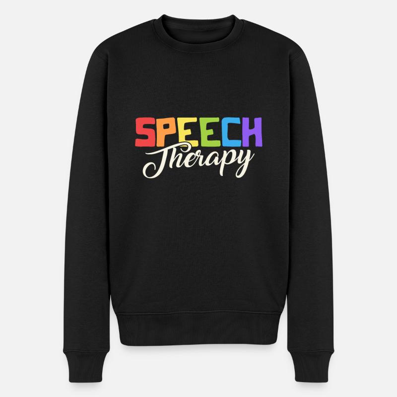 Speech Therapy Rainbow - Männer Premium Bio Pullover - Schwarz