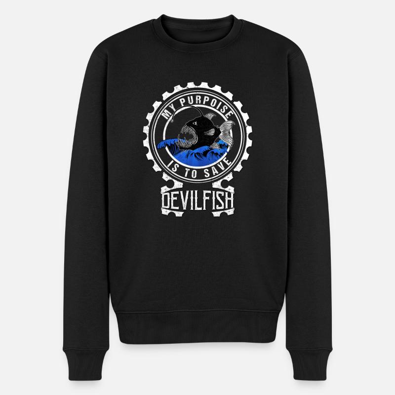Teufelsfisch Teufelsbarsch - Männer Premium Bio Pullover - Schwarz