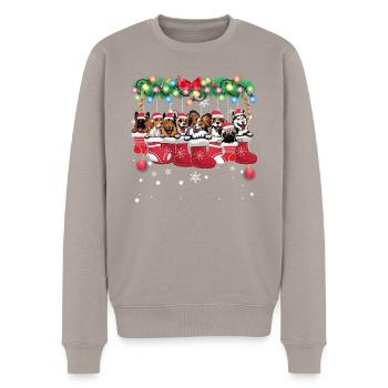 Différentes races de chiens dans les bas de Noël - Noël - Pull Premium bio Homme - taupe - Devant - Nico (187cm)