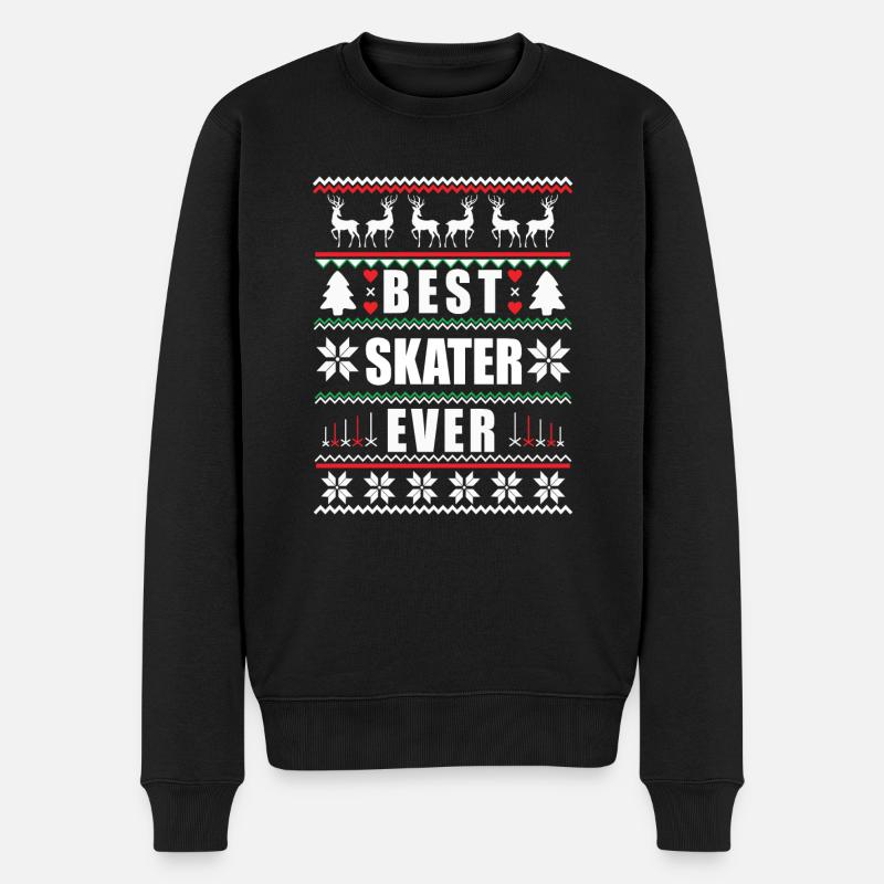 Funny Ugly Christmas Best Skater Ever - Männer Premium Bio Pullover - Schwarz