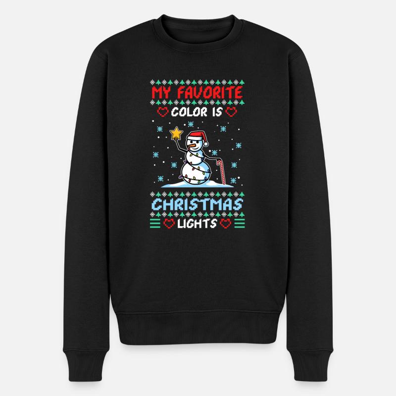 My favorite color is christmas lights - Männer Premium Bio Pullover - Schwarz
