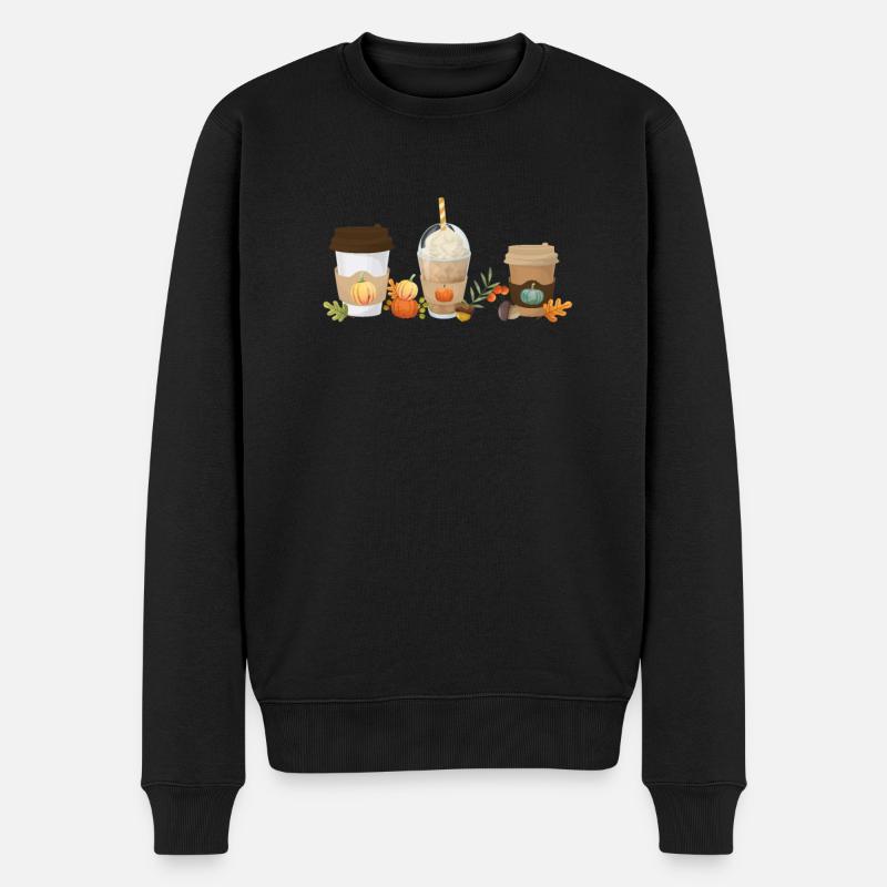 Thanksgiving Pumpkin Spice Coffee Drinker - Männer Premium Bio Pullover - Schwarz