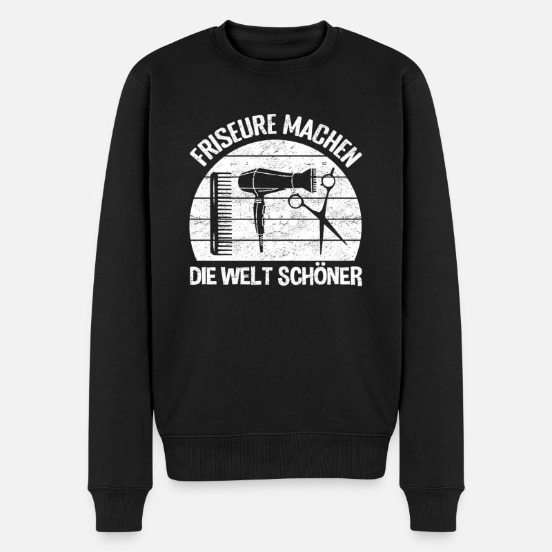 Friseure machen die Welt schöner - Barber Friseuri - Männer Premium Bio Pullover - Schwarz