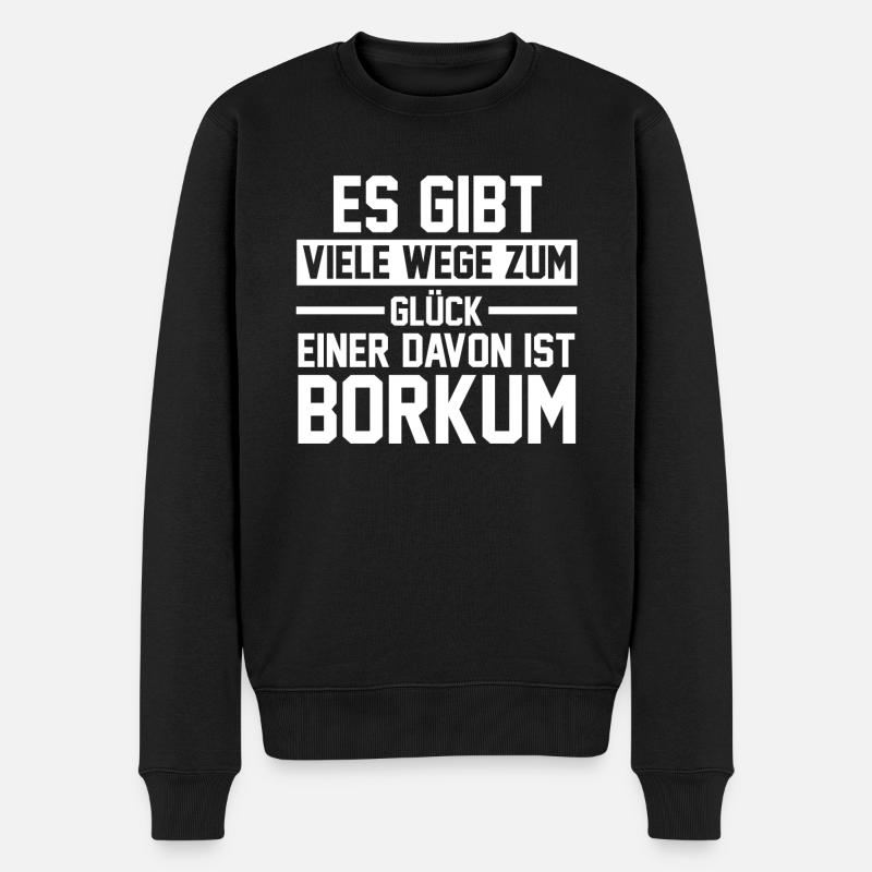 Nordsee Borkum - Männer Premium Bio Pullover - Schwarz