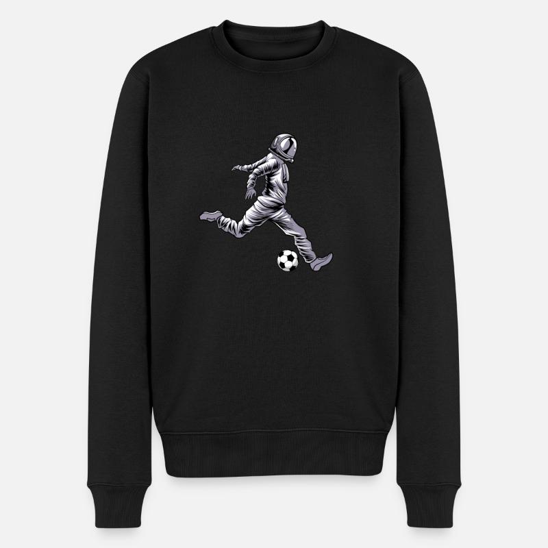 Fußball Fußballer Astronaut - Männer Premium Bio Pullover - Schwarz