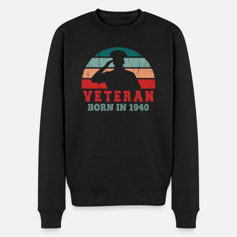 Age 82 Years Birth Year 1940 Proud Veterans Day - Männer Premium Bio Pullover - Schwarz